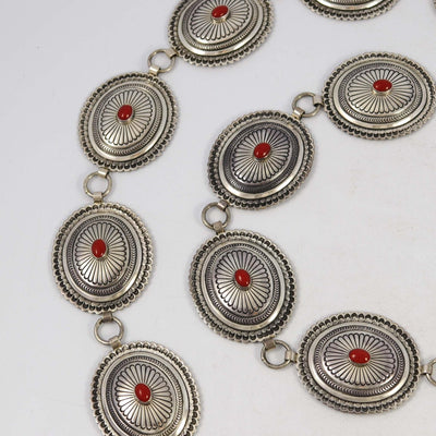 1990s Coral Link Concha Belt by Herbert Taylor - Garland's
