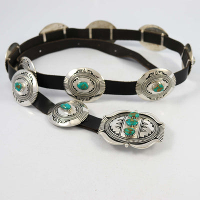 Blue Gem Turquoise Concha Belt by Steven J. Begay - Garland's