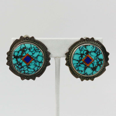 Inlay Clip Earrings by Benny and Valerie Aldrich - Garland's