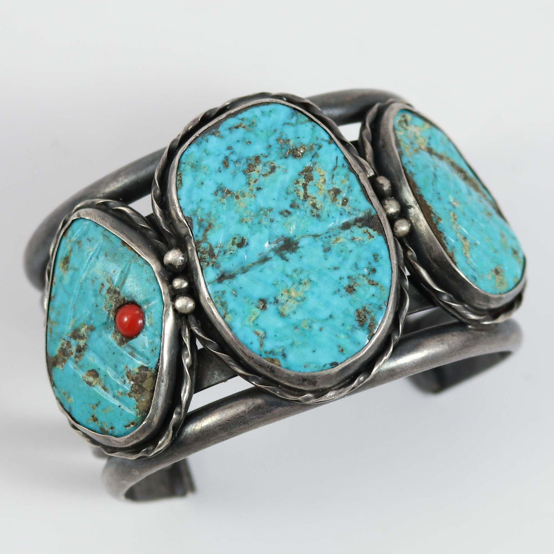 1940s Turquoise and Coral Cuff by Vintage Collection - Garland's