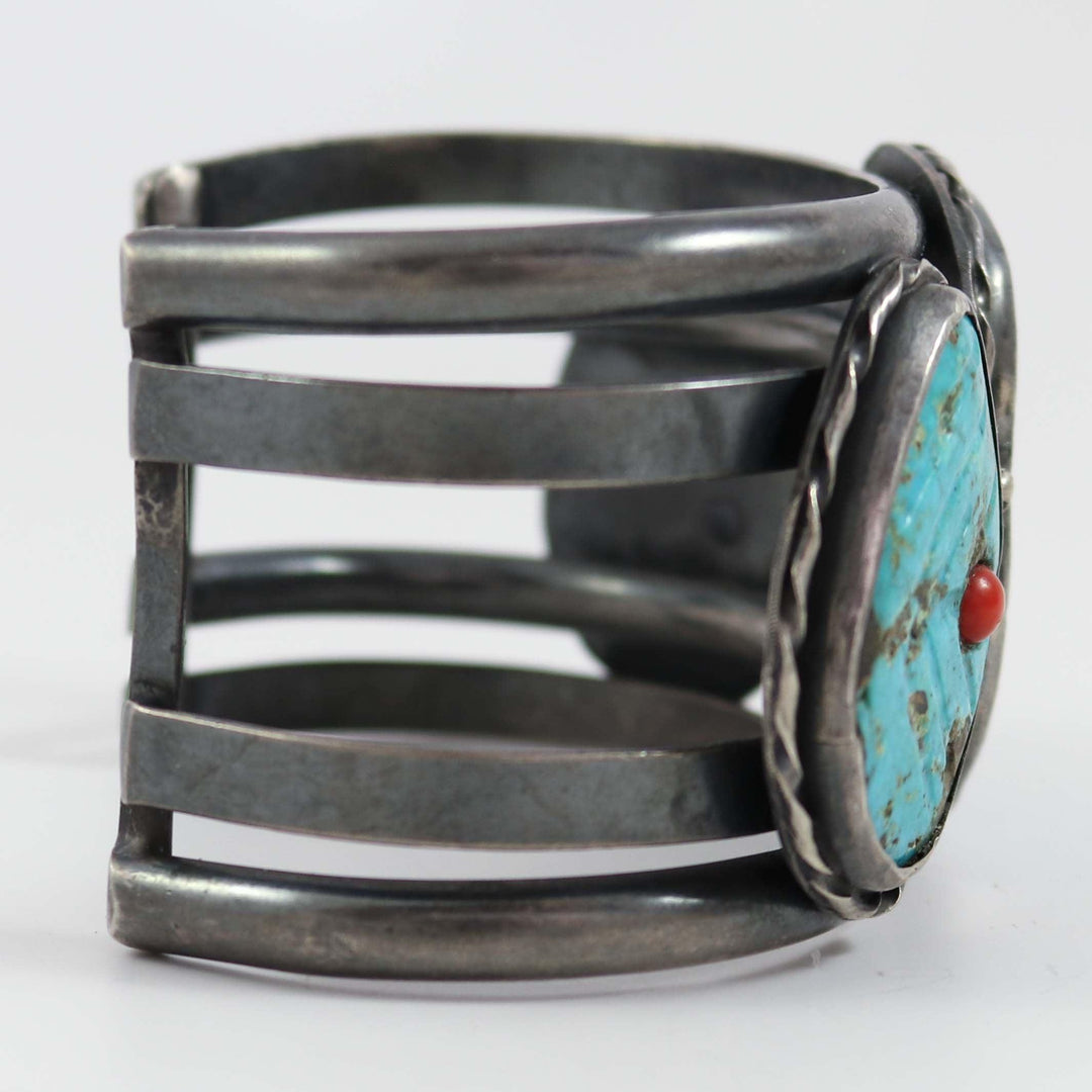 1940s Turquoise and Coral Cuff by Vintage Collection - Garland's