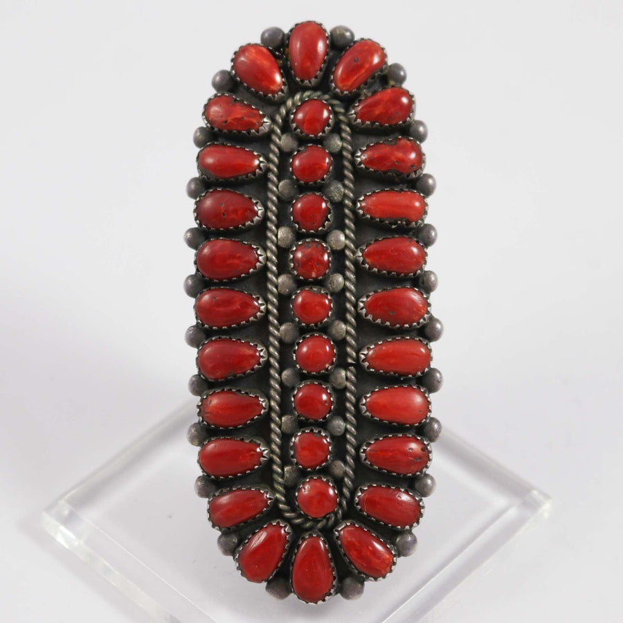 1960s Coral Cluster Ring by Fannie Weebothee Ondelacy - Garland's