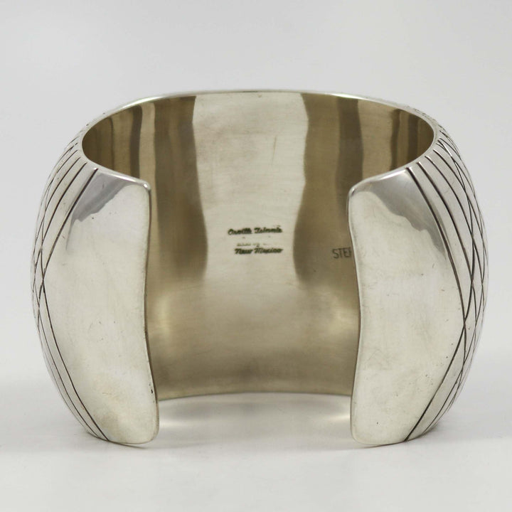 Wide Stamped Silver Cuff by Orville Tsinnie - Garland's