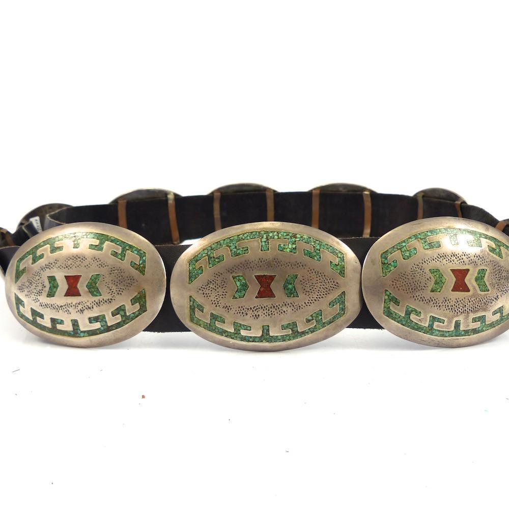 Chip Inlay Concha Belt by Joe Corbet - Garland's