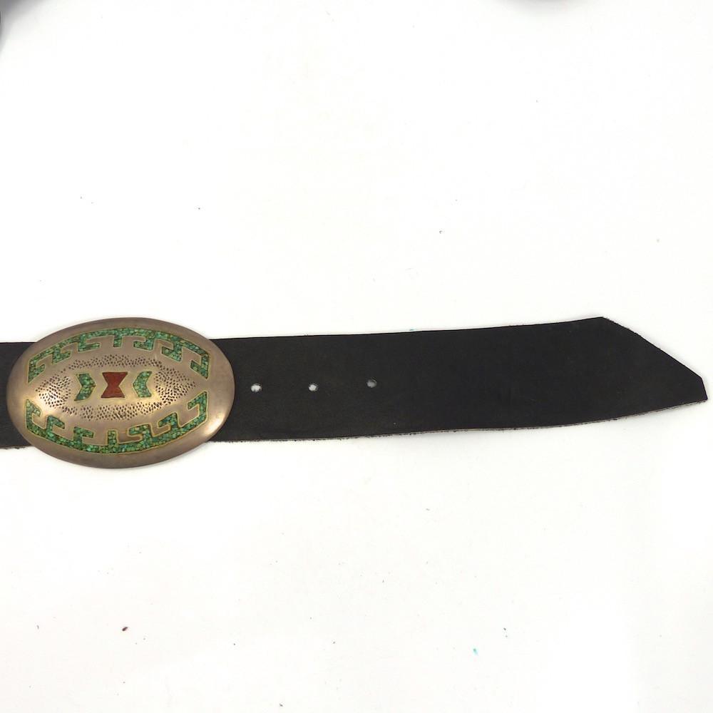 Chip Inlay Concha Belt by Joe Corbet - Garland's