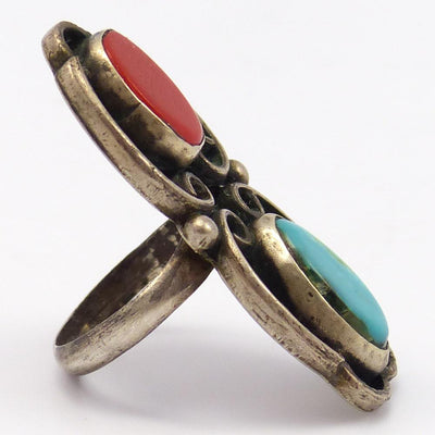 1970s Turquoise and Coral Ring by Vintage Collection - Garland's
