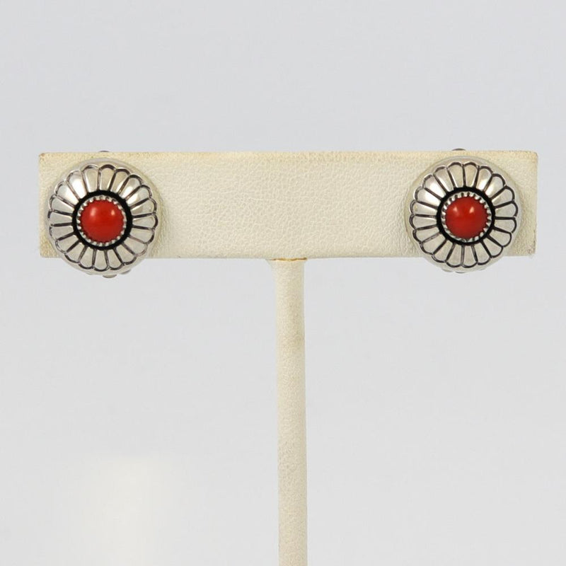 1980s Coral Clip Earrings by Lee Yazzie - Garland&