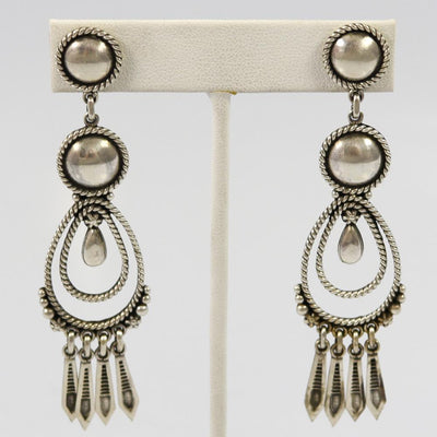 Stamped Silver Earrings by Thomas Jim - Garland's