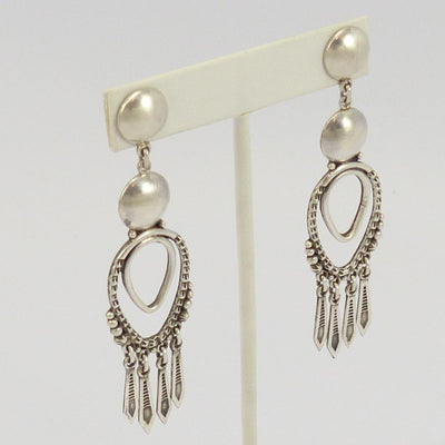 Stamped Silver Earrings by Thomas Jim - Garland's