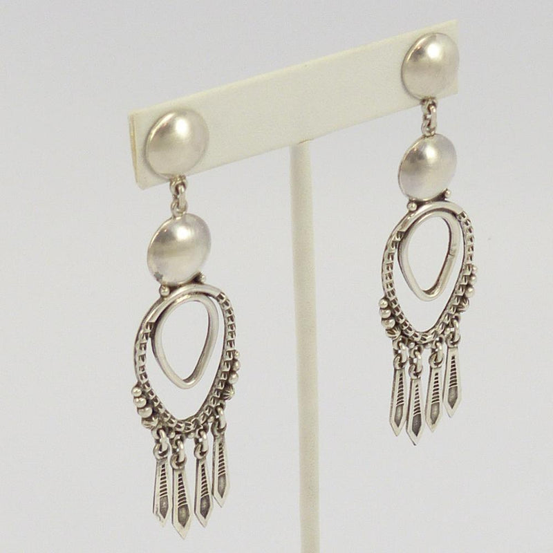 Stamped Silver Earrings by Thomas Jim - Garland&