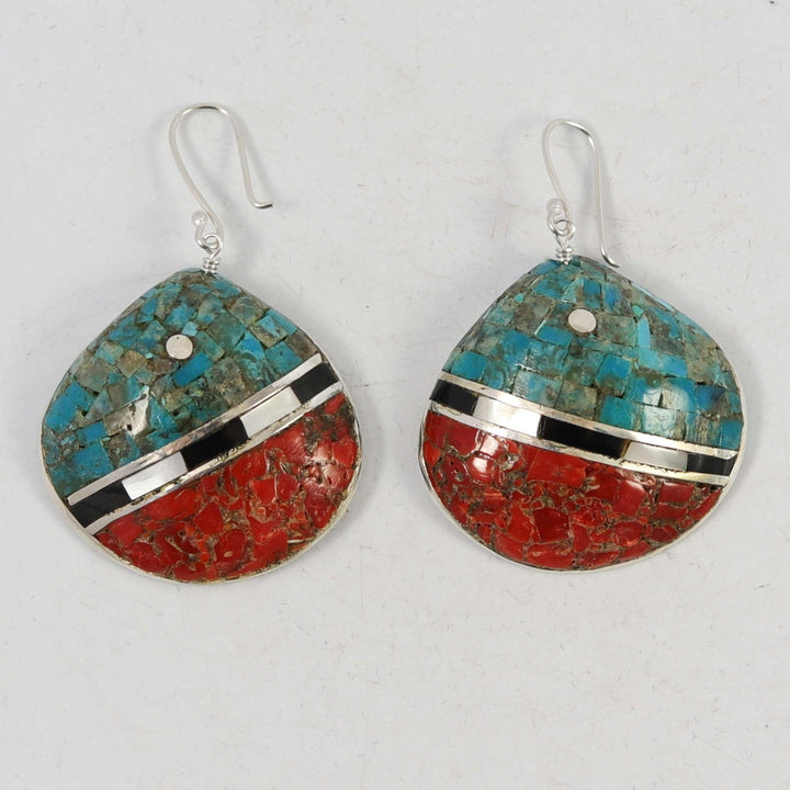 Inlay Shell Earrings by Mary Coriz and John Aguilar - Garland's