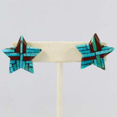 Inlay Star Earrings by Joe and Angie Reano - Garland's
