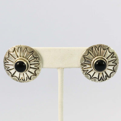 Jet Concho Earrings by Thomas Jim - Garland's