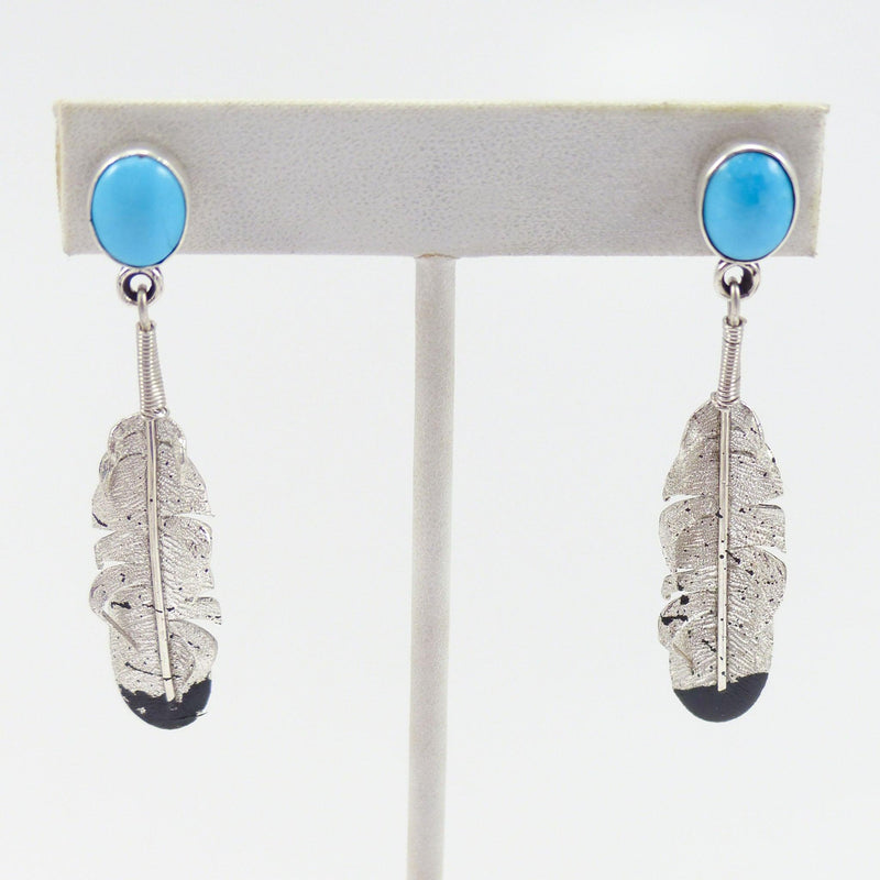 Turquoise Feather Earrings by Ernest Rangel - Garland&