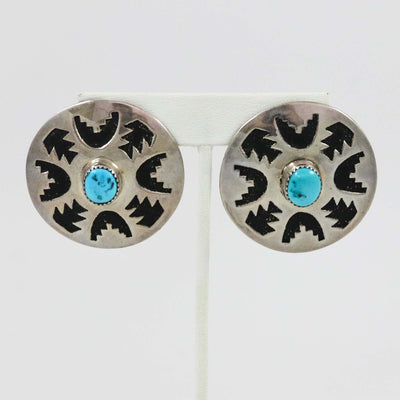 1990s Turquoise Clip Earrings by Norman Woody - Garland's