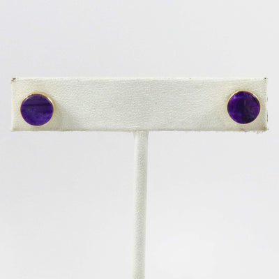 Gold and Sugilite Earrings by Noah Pfeffer - Garland's