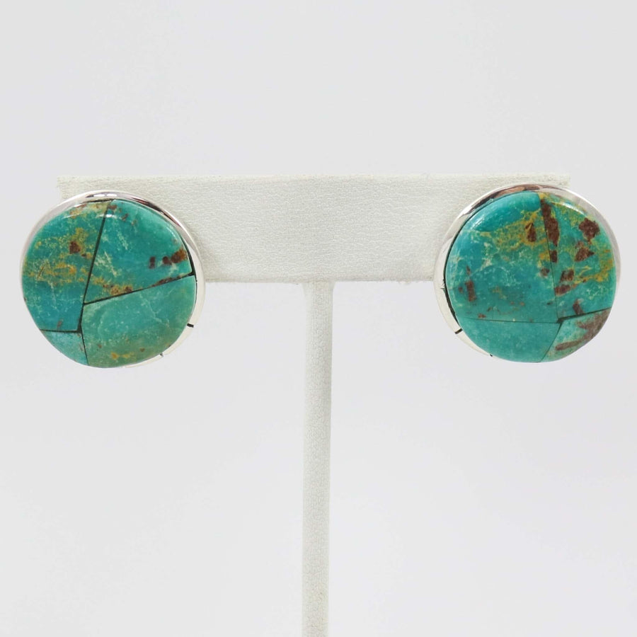 Blue Gem Turquoise Earrings by Michael and Causandra Dukepoo - Garland's
