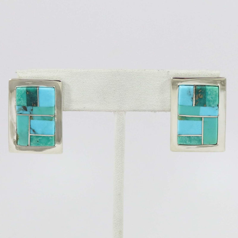 Turquoise Inlay Earrings by Tommy Jackson - Garland&