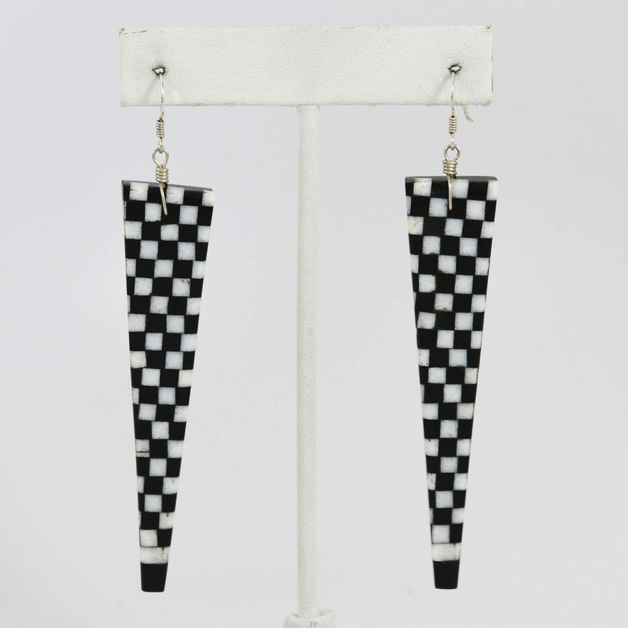 Jet and White Marble Earrings by Nick and Me-Wee Rosetta - Garland's