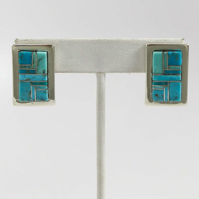Turquoise Inlay Earrings by Tommy Jackson - Garland's