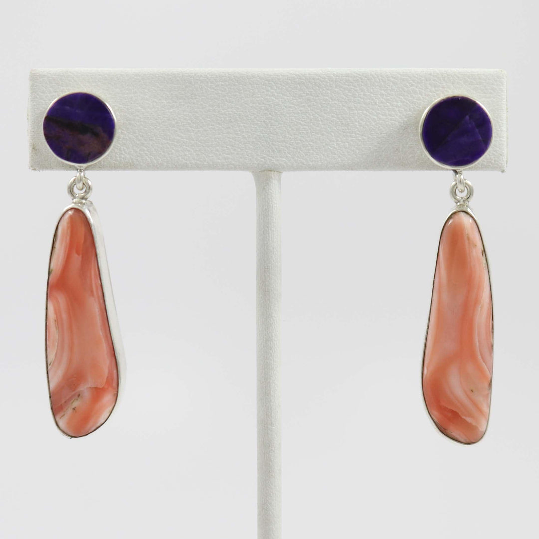 Coral and Sugilite Earrings by Noah Pfeffer - Garland's