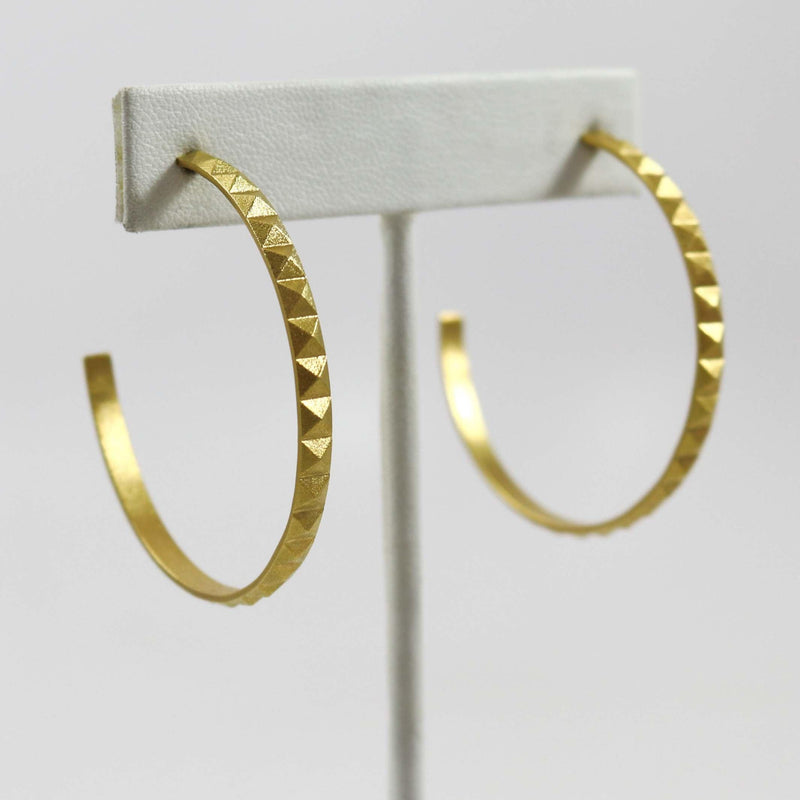 Gold Pyramid Hoop Earrings by Maria Samora - Garland&