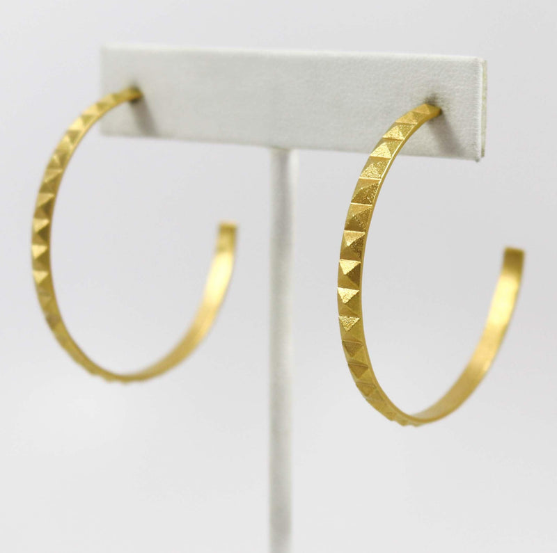 Gold Pyramid Hoop Earrings by Maria Samora - Garland&