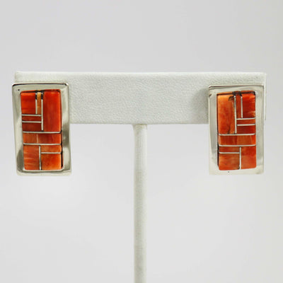 Spiny Oyster Inlay Earrings by Tommy Jackson - Garland's