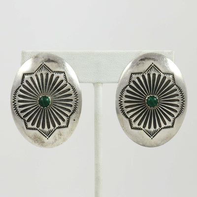 1980s Malachite Clip Earrings by Vintage Collection - Garland's