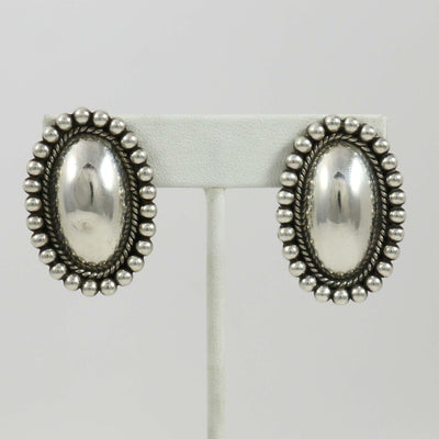 Silver Clip Earrings by Richard Little Yellowhorse - Garland's