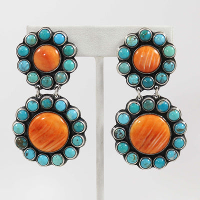 Turquoise and Spiny Clip Earrings by Federico - Garland's