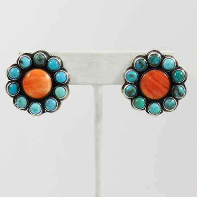 Turquoise and Spiny Clip Earrings by Federico - Garland's