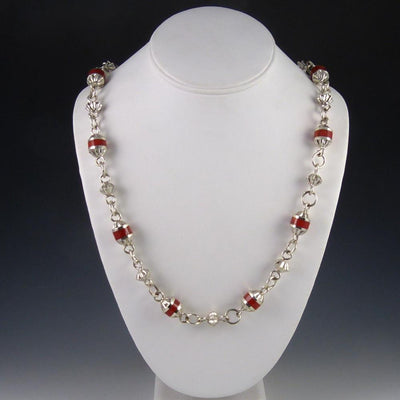 Coral Inlay Bead Necklace by Michael Perry - Garland's