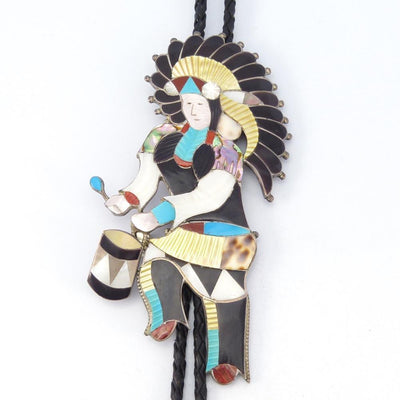 1970s Inlay Bola Tie by Jonathan Beyuka - Garland's