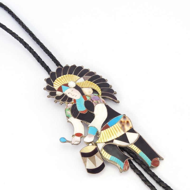 1970s Inlay Bola Tie by Jonathan Beyuka - Garland&
