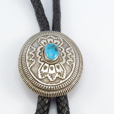 Morenci Turquoise Bola Tie by Leonard Maloney - Garland's