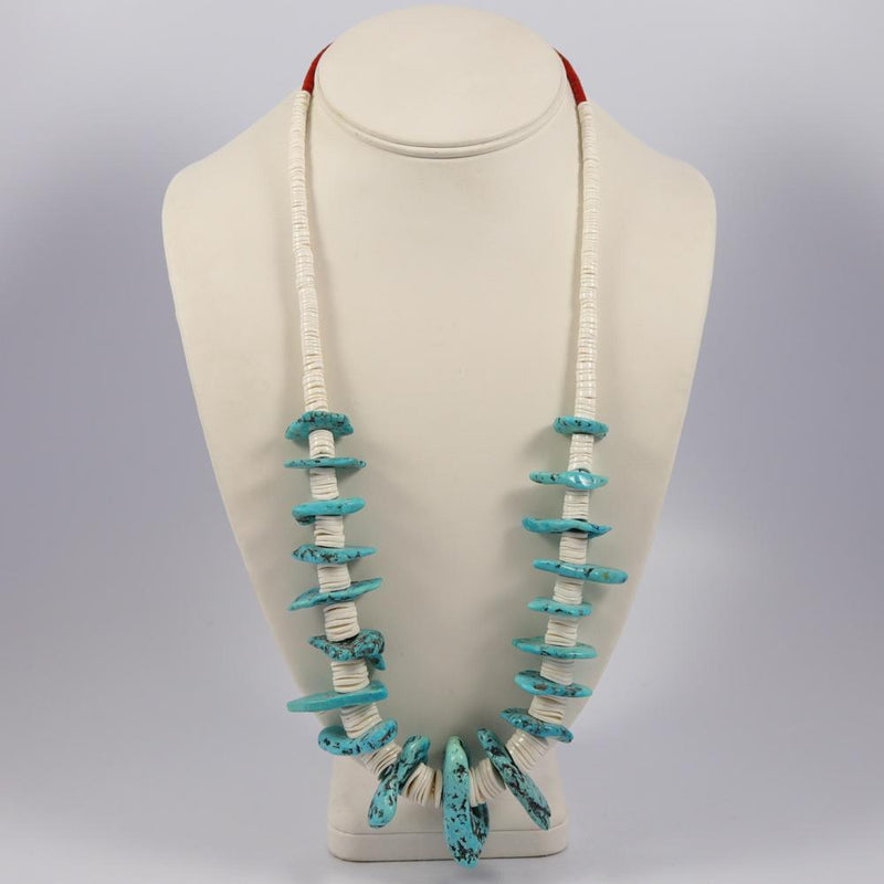 1970s Turquoise and Shell Necklace by Vintage Collection - Garland&