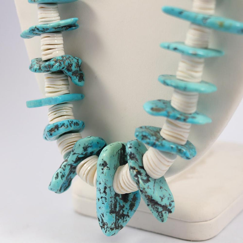 1970s Turquoise and Shell Necklace by Vintage Collection - Garland&