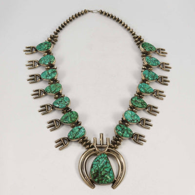 1970s Carico Lake Squash Blossom Necklace by Carl Allen Begay - Garland's