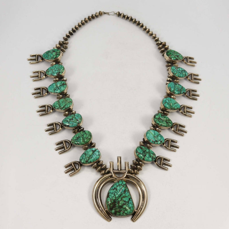 1970s Carico Lake Squash Blossom Necklace by Carl Allen Begay - Garland&
