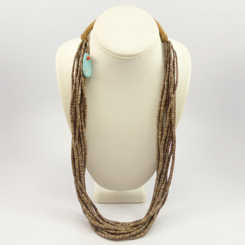 Olive Shell Heishi Necklace by Lester Abeyta - Garland&