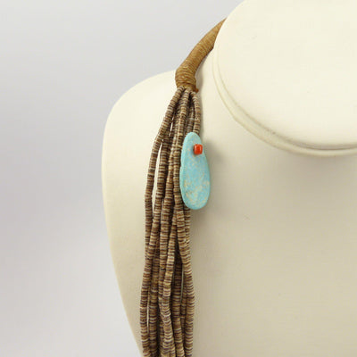 Olive Shell Heishi Necklace by Lester Abeyta - Garland's