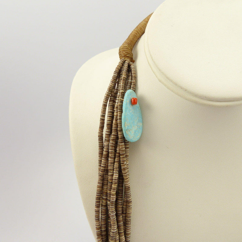 Olive Shell Heishi Necklace by Lester Abeyta - Garland&