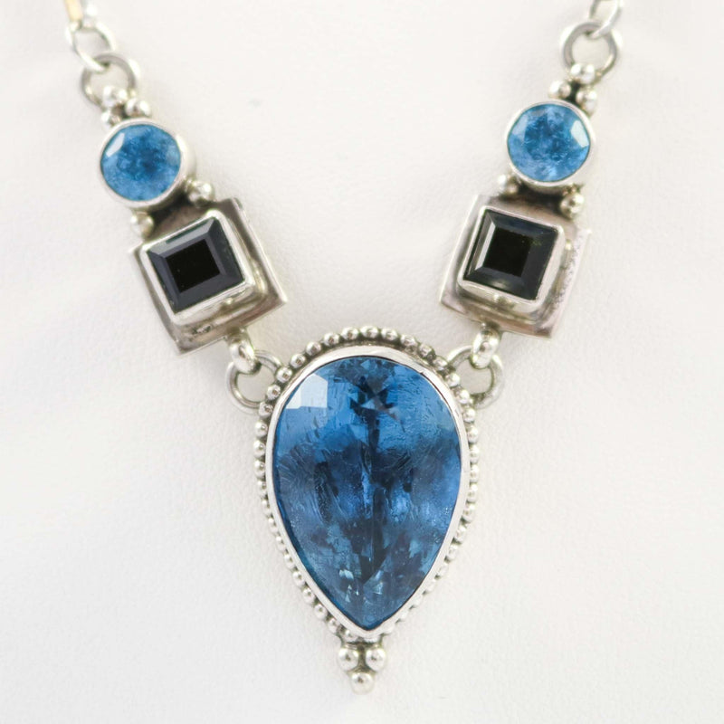 Blue Topaz and Tourmaline Necklace by Sharon Sandoval - Garland&