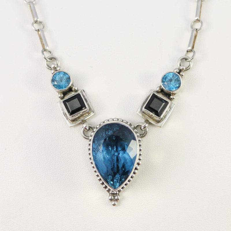Blue Topaz and Tourmaline Necklace by Sharon Sandoval - Garland&
