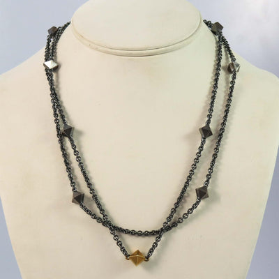 Gold and Silver Pyramid Necklace by Maria Samora - Garland's