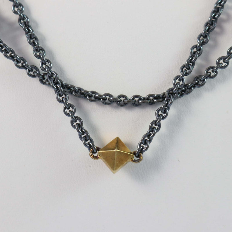 Gold and Silver Pyramid Necklace by Maria Samora - Garland&