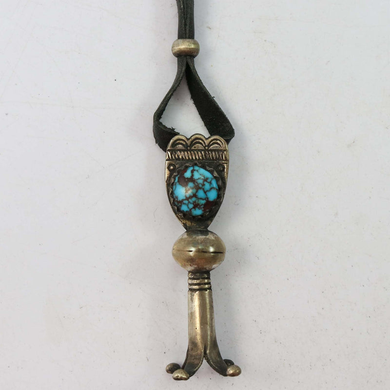 Turquoise Squash Blossom on Leather by Jock Favour - Garland&