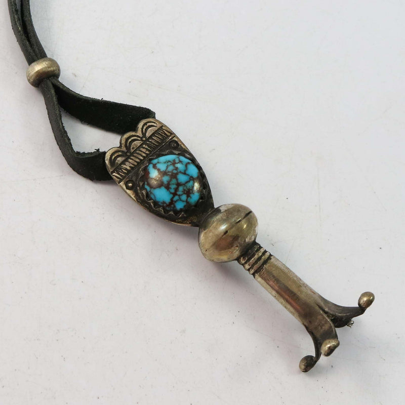 Turquoise Squash Blossom on Leather by Jock Favour - Garland&