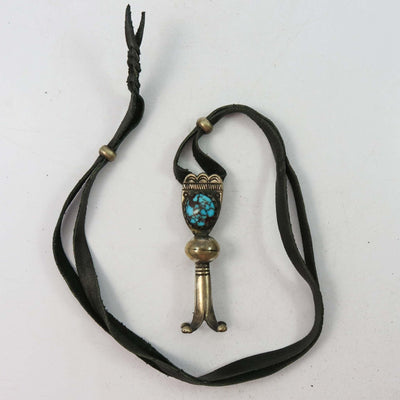 Turquoise Squash Blossom on Leather by Jock Favour - Garland's